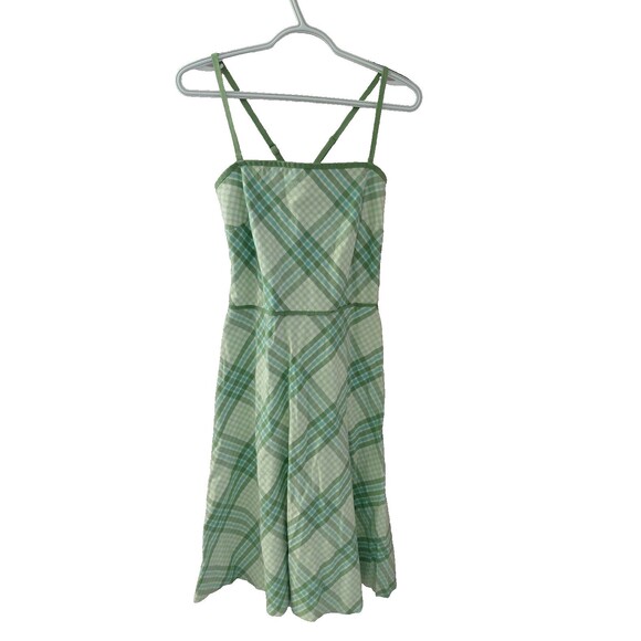 Ann Taylor Loft Midi Fit N Flare Spring Green Plaid Dress Women's Size 8 - Picture 1 of 13